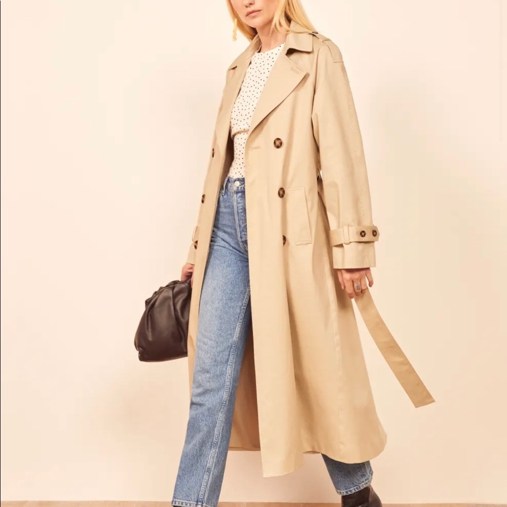 Reformation Beige Double-Breasted Trench Coat